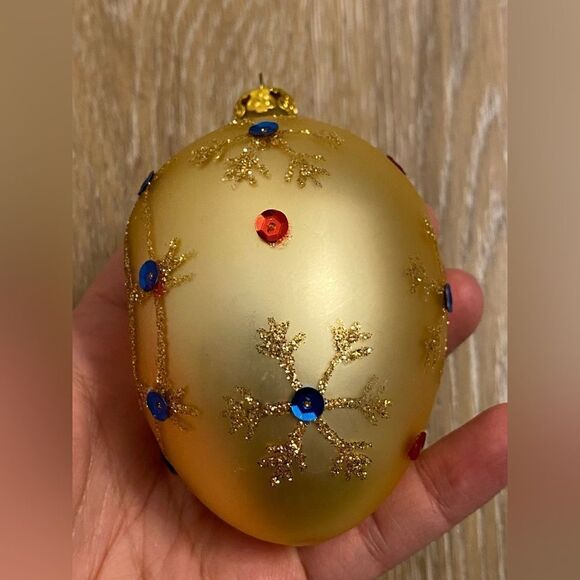 Gold mercury glass easter egg Christmas tree ornament holiday decor 3.75” - Picture 2 of 6